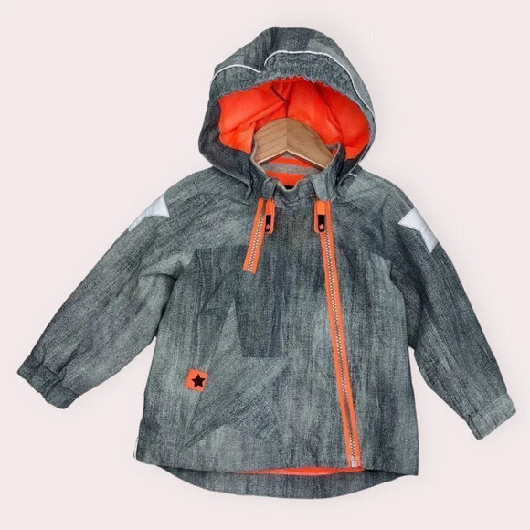 Molo jacket Hopla hooded waterproof gray and orange size 86 or or 18 months - Picture 1 of 16